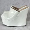 Rontic High Quality Women Platform Mules Pumpar Sexiga kilar klackar runt tå ganska vita casual skor damer oss plus storlek 5-20