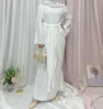 Ethnische Kleidung Ramadan Eid ShinyTwo Pieces Sets Djellaba Muslim Dress Dubai Fashion Glossy Satin Abaya Robes Islam Robe