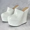 Rontic High Quality Women Platform Mules Pumpar Sexiga kilar klackar runt tå ganska vita casual skor damer oss plus storlek 5-20