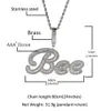 THE BLING KING Custom Brush Cursive Letter Name Pendant Necklace Iced Out Bageutte Cubic Zirconia Chain Necklace Hiphop Jewelry 240109