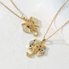 Pendant Necklaces Women's Necklace Animal Elephant Colorful Crystal Zircon Plated 18k Gold Lock Bone Chain Original Fashion Jewelry