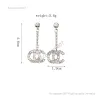 Designer Jewelry Earing Nouveau 18K Plaqué Or Marque De Luxe Designers Double Lettres Stud Longue Boucle D'oreille Géométrique Classique Femmes S925 Argent Cristal Strass Boucle D'oreille