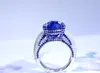 Anéis de cluster SFL2024 Anel de safira Real Pure 18K Natural Royal Blue Gemstones 10.07ct Diamantes Pedras Feminino