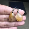 Decorative Figurines Wholesale Price Natural Golden Rutile Quartz Crystal Healing Drop Shape Pendant With Feather Line For Gift