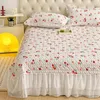 1pc Quilted Bedspread Fresh Style Bed Cover Lace Linen Skinfriendly Mattress Protectors No Pillowcase 240109