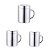 Gobelets Tasses à café de bière en acier inoxydable à double paroi avec poignée de couvercle Tasses d'eau potable anti-chute portables pour le camping de bureau