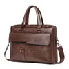 Retro Men's Portfölj Handväskor Casual Leather Laptop Bags Mane Business Travel Messenger Man Crossbody Shoulder Bag Bolso 240108