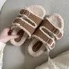 Slippers Winter Winal Women's Home Furry Classic Buckle Non-Slip Disual Indoor Flats Open Open Toe Warm 2024