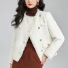 Giacche da donna 2024 Piumini invernali 90% Anatra bianca Calda donna Vintage Giacca corta in tweed di lana Cappotto Office Lady Outwear