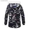 Giacche da uomo Giacca invernale mimetica da uomo Collo di pelliccia imbottito in cotone con cappuccio Cappotto lungo maschile Coupon Casual Uomo Caldo Camo Parka 2023 Giacche T240109