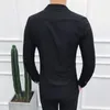 Hommes vêtements de haute qualité printemps à manches longues chemises mâle col en v coupe ajustée décontracté affaires robe chemises de grande taille S-4XL 240109