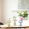 Vases clair champignon fleur vase verre pot planteur mignon en forme de bourgeon fleurs hydroponique