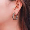 Boucles d'oreilles créoles, bijoux en pierre précieuse plaquée cuivre, avec imprimé léopard en Zircon multicolore et accessoire Python