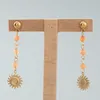 Kolczyki Dangle Delicate Sun Flower Kolk Orange Natural Stone Beat Tęsknnie dla kobiet Czech Luksusowy prezent biżuterii