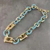 Braccialetti con ciondoli Bracciale a catena in resina acrilica dorata per le donne Collane girocollo in plastica satinata boema Regalo di gioielli