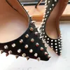 Chaussures habillées Silver Spikes Femmes Noir Mat Sexy Stiletto Talons hauts Dames Wild Party Club Talon 8cm 10cm 12cm Personnaliser