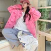 Spring Autumn Pink Denim Jacket Women Sweet Loose Long Sleeve Woman Rose Print Jean Outerwear Oversized S-5XL Fashion Street Top 240104