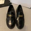 Designer Women Loafers Black MARGARET Shoes Triomphe Golden Chain Fringed Shoe Ladies Genuine Calfskin Metal Leather Slip On Flats Dress Shoes