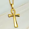 Pendant Necklaces Gold Color Cross Necklace For Men Boy Anka Egypt Glossy Men's Stainless Steel Crucifix Egyptian Amulet Male Jewelry