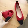 Kvinnors balettlägenheter stickor skor pekade tå lapptäcke slip på ballerina promenad lägenheter skor kvinna 240109