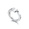 Pierścień designerski dla kobiet luksusowy pierścionek diamentowy męski podwójny t otwarty pierścionek ślubny złoto Pierścień popularny moda klasyczna wysokiej jakości biżuteria niebieska pudełko