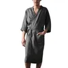 Men'S Nightgown Cotton And Linen Robes Spring And Summer Autumn Japanese Kimono Nightgown Homewear Bath Steamed Clothes 240109