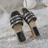 Slippers Brand Cross String Bead Women's 2024 Summer Weave Open Toe Flat Flip Flops Simple Casual Beach Slides Sandals