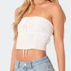 Women's Tanks Maemukilabe Ribbon Tie Up Bowknot Bustier Off Shoulder Lace Trim Strapless Tube Camis Tops Y2K Vintage Chic Women Crop