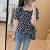 Damestruien 2024 All Match Koreaanse mode-shirt Dames Zomerprint Casual Polka Dot-blouse met korte mouwen