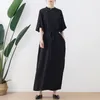 Robes de soirée Vintage Style chinois robe 2024 Cheongsam arrivée manches courtes en vrac été noir perles femmes décontracté