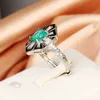 Cluster Rings 925 Silver Luxury Green Stone Bridal Wedding Party Rings Shiny Cubic Zirconia Graceful Women Anniversary Rings Fashion Jewelry YQ240109