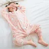 MICHLEY Rosa Katze Flanell Baby Kind Schlafsack Sack Winter Nachtwäsche Niedlichen Cartoon Body Schlafsack Pyjamas Mit Füßen Jungen Mädchen 240108