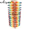 12 Pieces Rainbow And Red Crystal Hanging Alloy Single Hanging Eye Woven Bracelet With Exorcism Protection Can Given As Gifts 240109