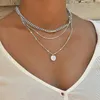 Collane con ciondolo Collana vintage color oro per donna Catena multistrato lunghe monete bohémien Ragazze Collier Femme Collares Gioielli