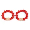 Ensemble de boucles d'oreilles et collier en perles rouges pour femmes, bijoux nigérians, Bracelet africain, dubaï, couleur or, pour mariage, HJ98