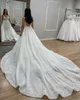 Romantic Spaghetti Straps Mermaid Wedding Dresses Detachable Train Lace 3D Flowers Bridal Gowns Sleeveless Backless Sweep Train Vestido De Novia