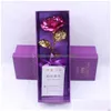 Couronnes de fleurs décoratives 24K or rose cadeau de Saint Valentin pour les décorations de maison de mariage ami tenant une fleur artificielle goutte D Dhidu