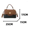 Bolsos de noche Bolso de hombro pequeño con solapa para mujer Calidad Pu Cuero Negro Café Color Hit Color Ladies Maillard Bolso Mujer Elegante Crossbody