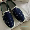 2024 Schuhe Italienischer Luxus Weiß Rosa Klassischer Jacquard Denim Vintage Damen Herren Slip On Slide