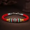 Pulseira de designer jóias para homens corda colorida tibetana 925 prata estilo étnico pulseiras ajustáveis para mulheres casal rap hip hop presente