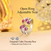 Pierścienie klastra marka mody róża czerwona sześcienna cyrkon srebrny kolor otwieraj obietnice pierścienie dla kobiet akcesoria biżuterii zaręczynowe R193 YQ240109
