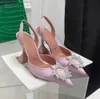 Am Dress Shoes Sandals Satin Slingbacks proptie Pumps Crystal-Sunflower High-heeled Shoe 10cm Women Luxury Designer Butterfly Diamond Party Shoes