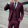 Haute qualité hommes couleur unie costume costume gilet pantalon la mode et beau Banquet intelligent décontracté 32 pièces ensemble 240108