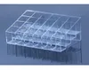 Hela plastklara trapezoid läppstifthållare 24 fyrkantiga rutnät kosmetiska box borststativ rack snygg organisator8621776