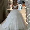 luxury Long train Ball Gown Wedding Dresses bling lace Bridal Gowns off shoulder shiny Appliqued Sequins Plus Size Robe De Mariee designer Arabic Mulslim Bridal Gown