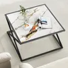 27,6" Moderner kleiner Couchtisch, Mitteltisch, Glasplatte, klare, quadratische Couchtische für Wohnzimmer, Heimbüro, minimalistisches Design, einfache Montage, gehärtetes Glas