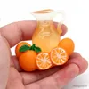 5 pièces aimants pour réfrigérateur verre imitation bouteille de jus d'orange bâton de réfrigérateur décoration de cuisine 3d fruit orange collection mignonne aimant de réfrigérateur