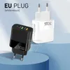 Adattatori da muro multiporta 2USB + 1PD Caricatore per laptop da 30 W per telefono EU/US/UK adattato per iPhone Samsung Smart phone