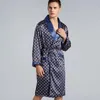 Luxe mannen Zijdeachtig Satijn Kimono Robe 5XL Lange Mouw Nachtkleding Badjas Oversized Satijnen Nachtjapon Zomer Thuis Kleding 240109