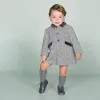 Dzieciowe ubranie butikowe zimowy chłopiec szary wełniany wełno -jodełkowy Poleś